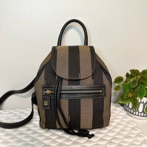 Fendi Striped Black and Brown Backpack